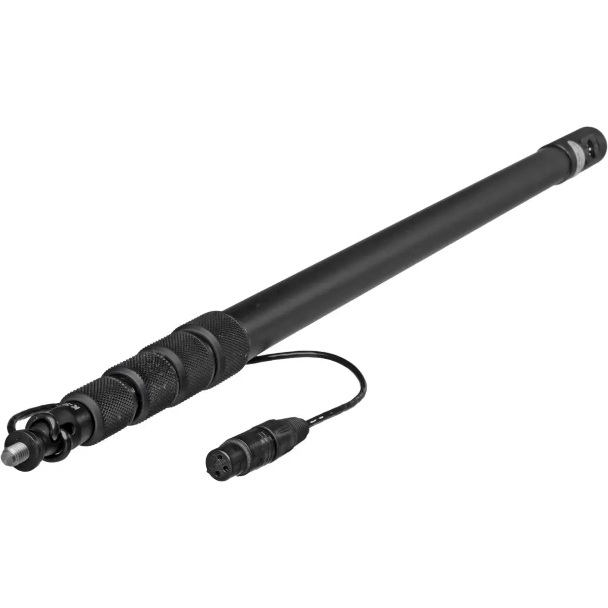 K-Tek 2' 7" to 9' 2" 5-Section Aluminum Avalon Series Boom Pole with Coiled Cable, Right Angle Fem and Male XLR, Side Exit