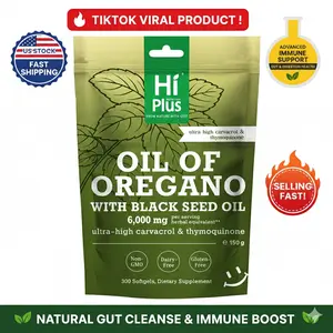 HiPlus 2-in-1  of  +     6000mg | 4X Strength Carvacrol & Thymoquinone | Plant-Based, Non-GMO, Immune Support | 300  and Oregano Black Seed  Softgels Energy Supplement Dietary