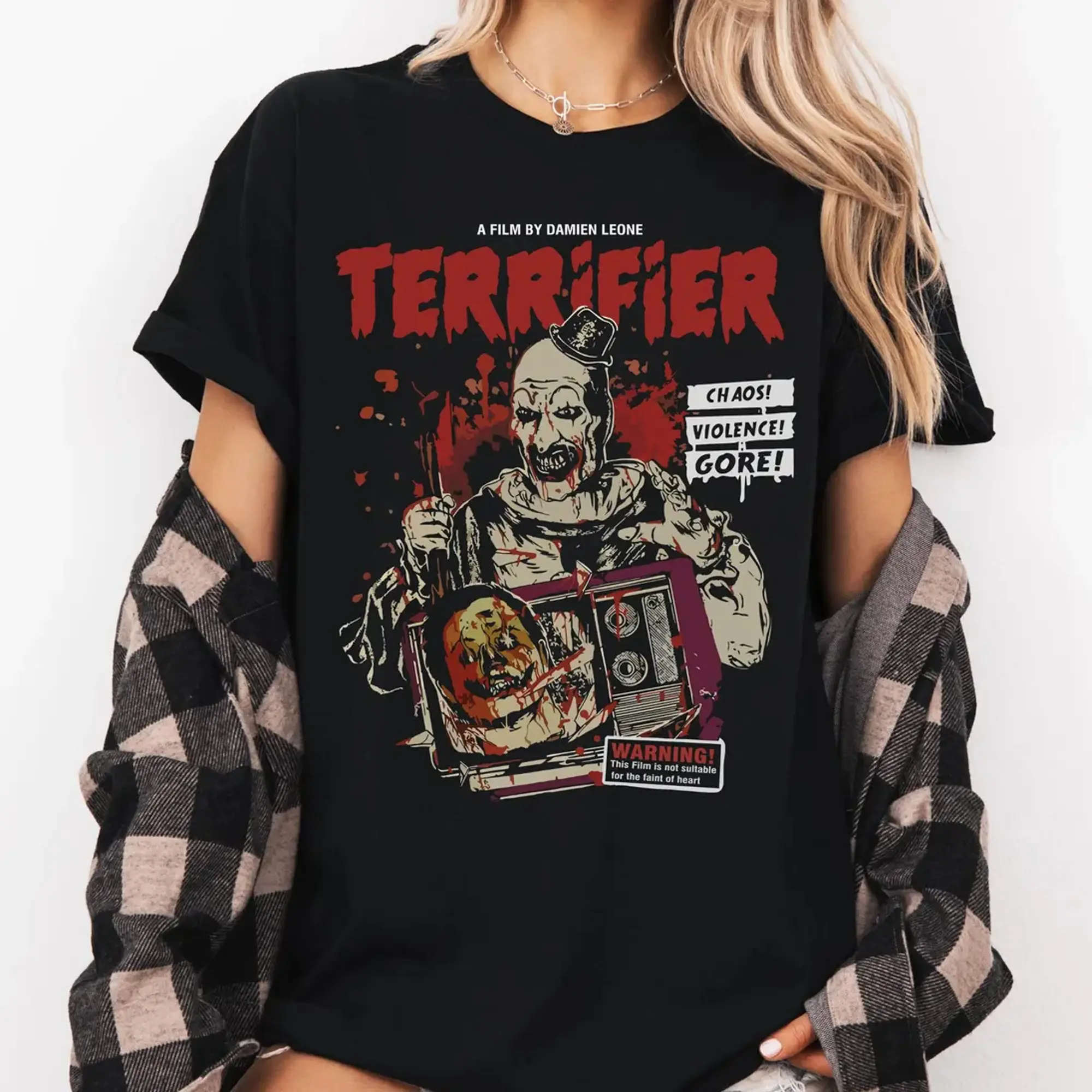 Terrifier Clown Retro Vintage Halloween Crewneck Ultra Soft T-Shirt Sweatshirt Hoodie Womenswear Tops Pullover