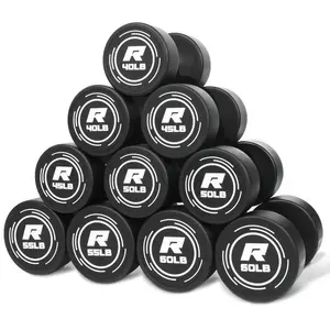 RitFit 20LB PVC-Coated Round Dumbbells in Pairs - Durable Balanced Design for Upper Body Workouts & Noise-Reducing Floor Protection