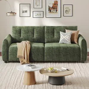 Copiae 84.5 Inch Loveseat Sofa,Modern Couch and Sofa,Feather-tip armrest Design,Sturdy and Easy Installation,Small Sofa for Living Room Bedroom Office and Apartment,Chenille Fabric