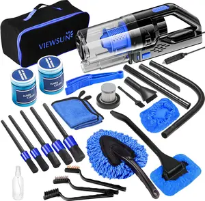 Viewsun Car Cleaning Kit, Car Interior Detailing Kit with High Power Handheld Vacuum, Detailing Brush Set, Windshield Cleaner, Cleaning Gel, Complete Auto Accessories for Men, Women
