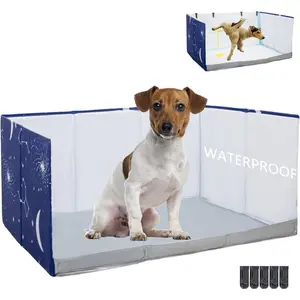Litter Box with High Walls,Pee Pad Holder Tray for Indoor  Potty,No Assembly,No Spill,,Easy to Clean,Portable for Travel (Blue , M-36''Lx23.6''Wx16''H)