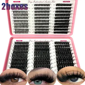 2boxes DIY 5D Fluffy Lash Clusters 30D 40D 50D 60D 80D 100D Thick Eyelash Clusters D/DD Curl Wispy Individual Lashes 10-18mm Eyelash Extension