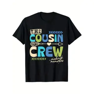 Cousin Crew 2025 Making Memories Family Vacation Camp Boys and Girls T Shirt Black Casual Summer Tee with Colorful Lettering Heart and Arrow Design 100 Cotton Regular Fit Outdoor Leisure Vacation Shirt Playful Graphic Tee