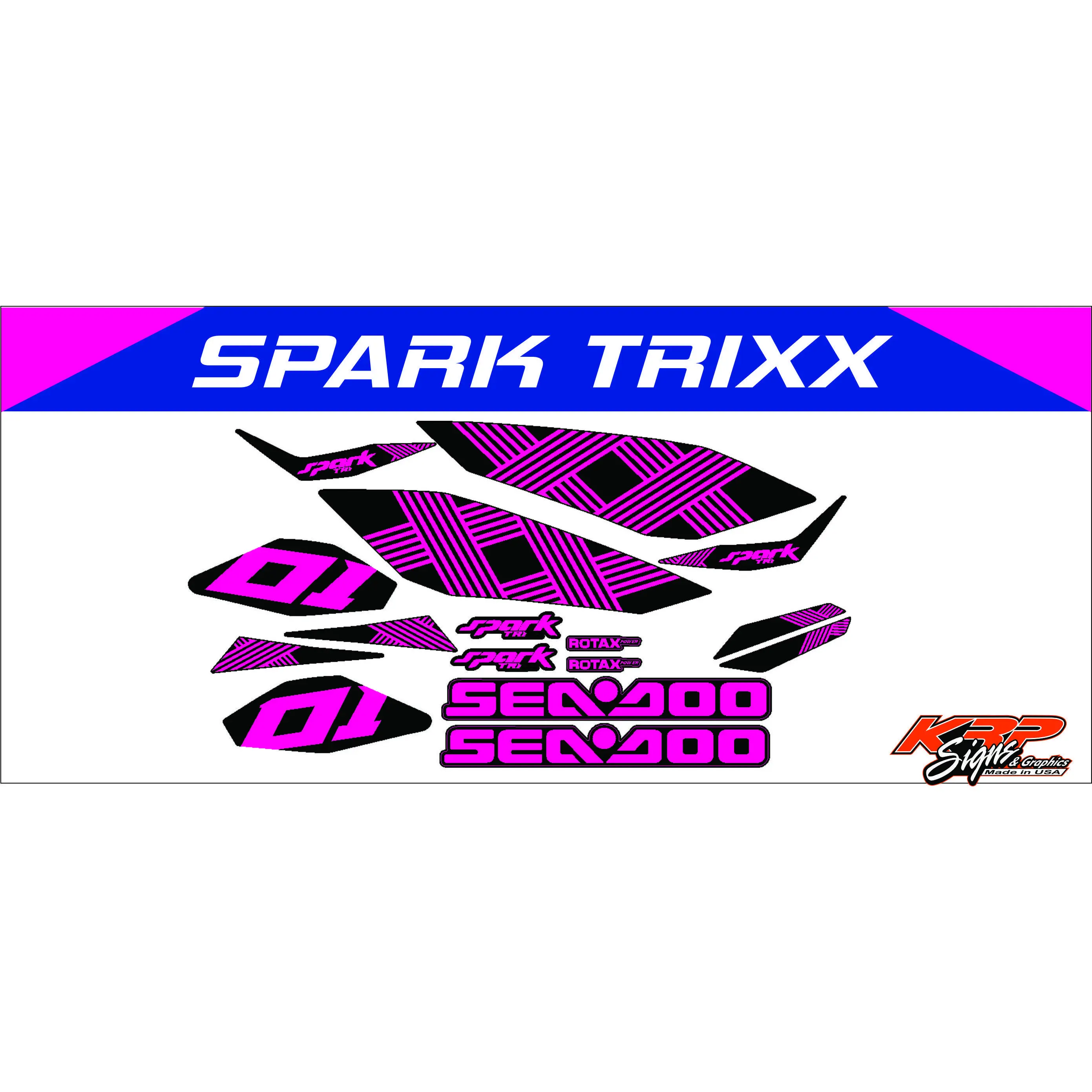 SEADOO SPARK TRIXX Pink & Black Graphics / Decal / Sticker Kit