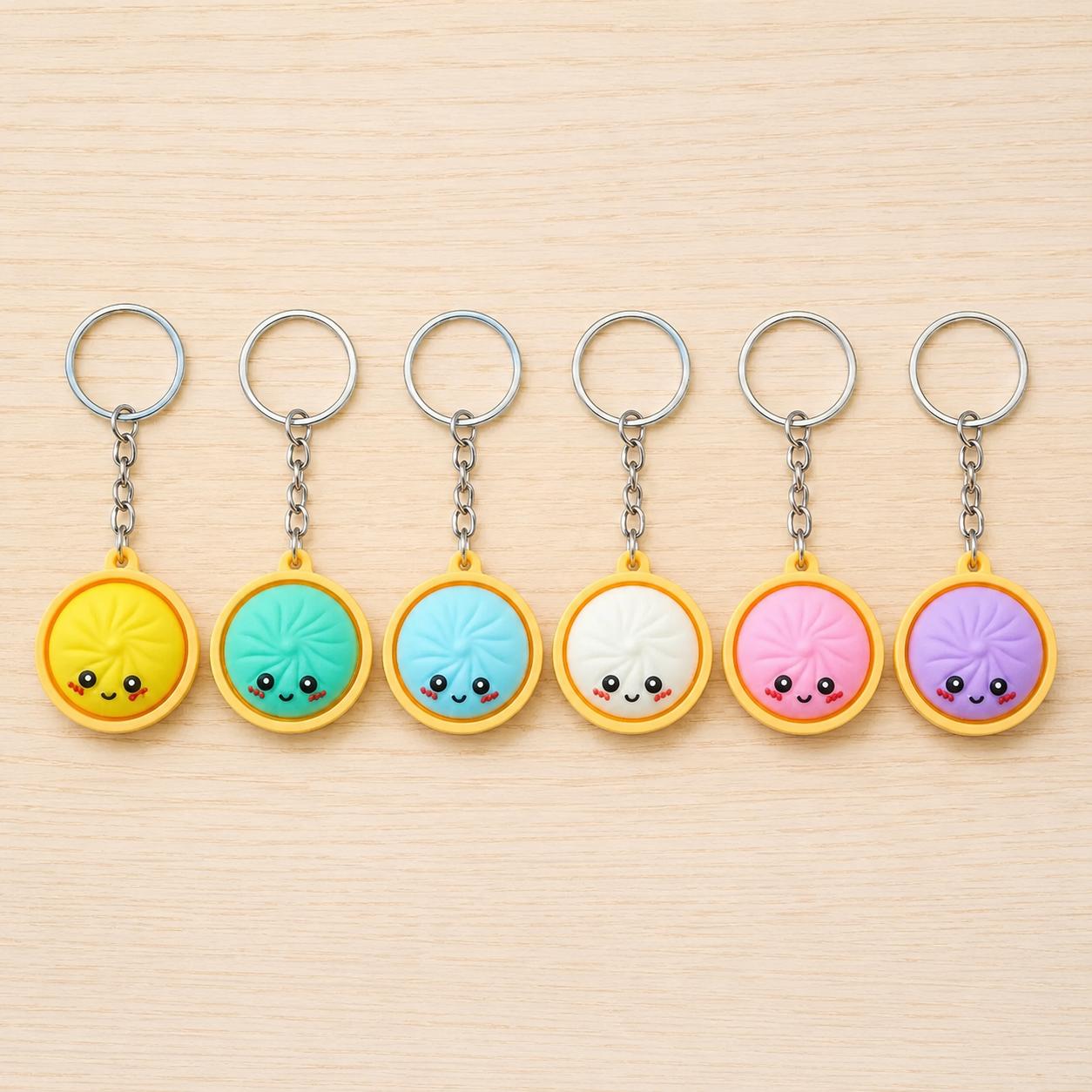 6 Pcs Cute Mini Dumpling Keychain – Adorable Cartoon Pendant for Backpacks, Keys & Bags, Kids & Gifts, Soft & Durable