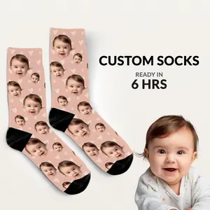 Custom Baby Face Socks, Many Faces Custom Parent Gift, Cute Baby Picture on Socks, Customized Christmas Gift for Parents, Cute Baby Gift, S4