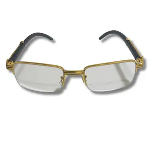 The Count Unisex Half Rim Rectangle Fashion Glasses x Gold Frame
