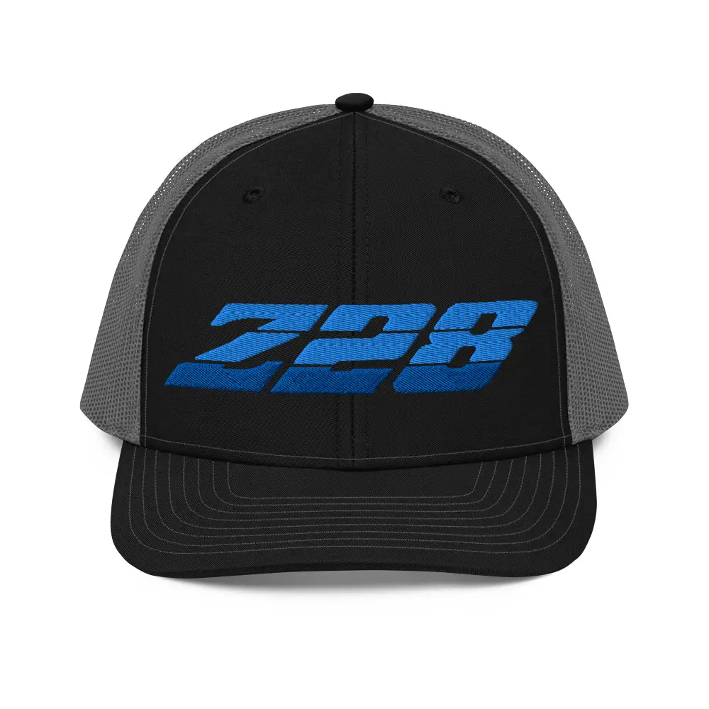 Chevy Camaro Z28 Shades of Blue 1980-1981 Z/28 Trucker Cap Snapback Hat - Structured 6-panel Mid-profile with Adjustable Plastic Snapback