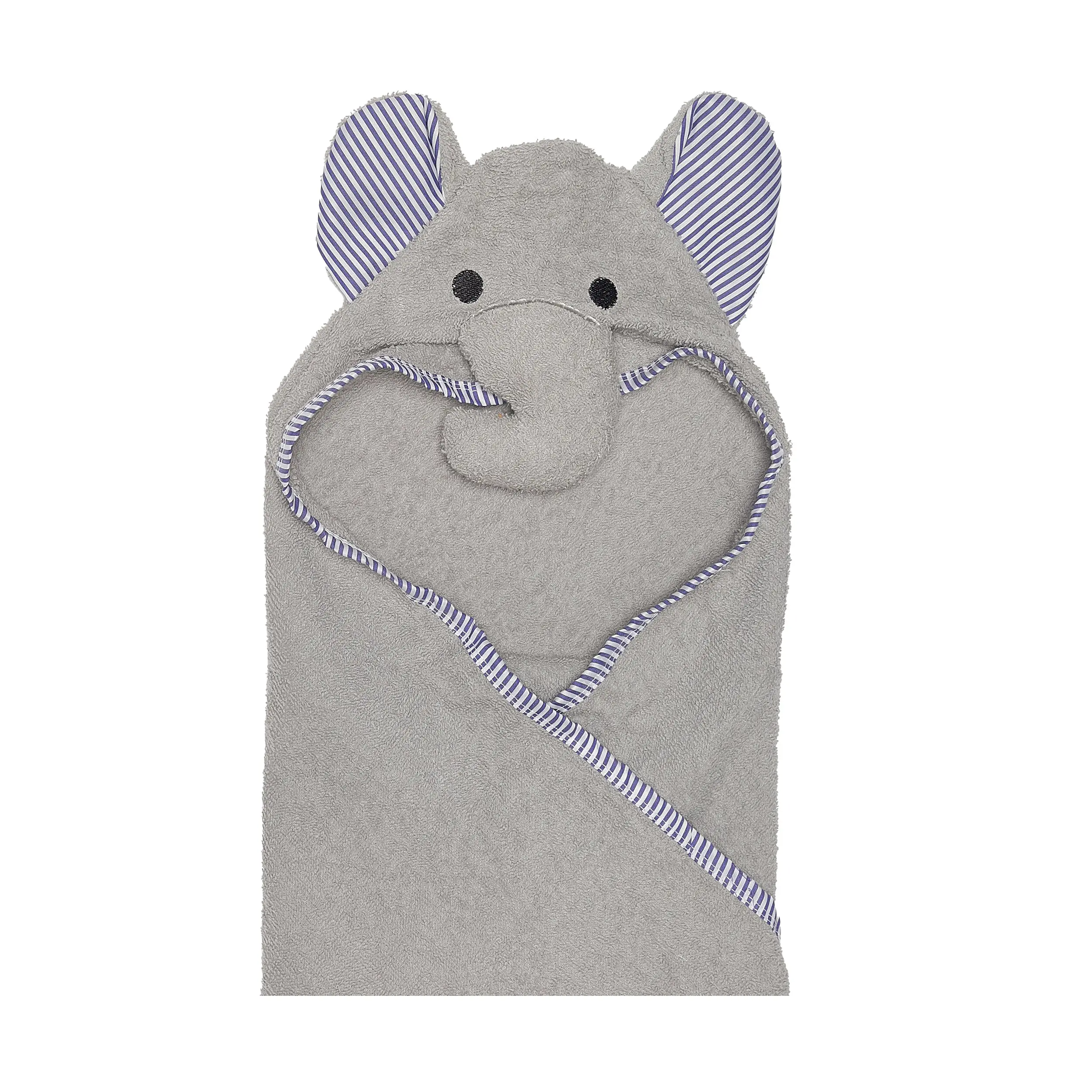 Everyday Kids 3D Gray Elephant with Ears and Trunk Hooded Towel – Soft & Absorbent Baby Bath Essential