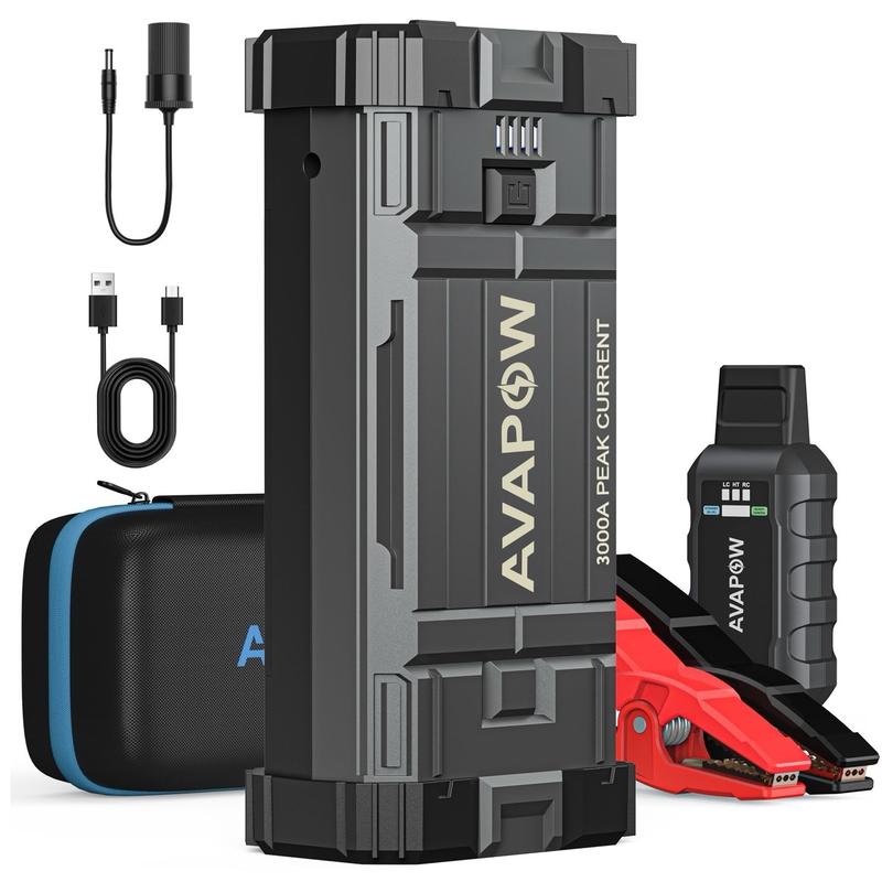 6000A Car Battery Jump Starter(for All Gas or up to 12L Diesel) Powerful Starter with Dual USB Quick Charge and DC Output,12V Pack Built-in LED Bright Light