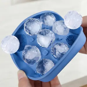 2026 Nine-Cavity Silicone Football Ice Cube Mold Food Grade Large Ice Tray for Whiskey Cocktails Coffee 1.3inch Ice Balls Maker