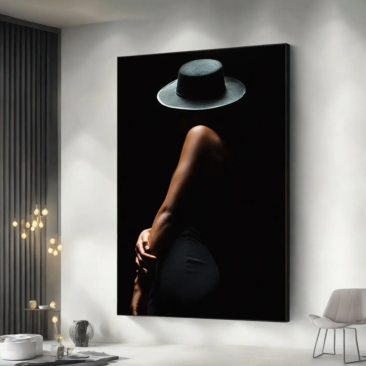 African American Modern Black Woman Creative Unframed Wall Art Prints - Waterproof Fashion-Inspired Posters with Plaid/Polka Dot/Houndstooth Design, Box-Included Inspirational Decor for Dorm Room Decor, Bathroom Wall Art, Kitchen Accents