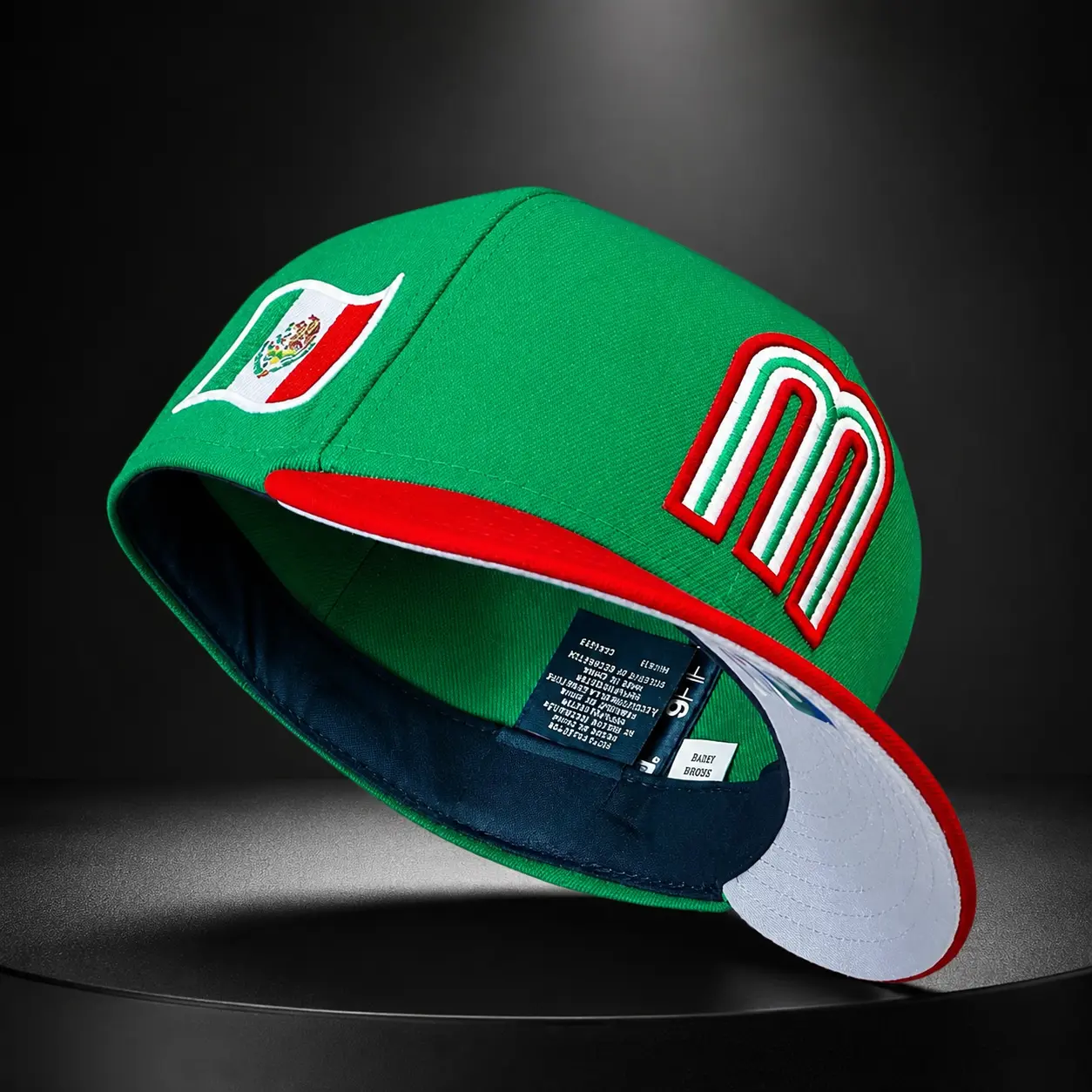 Green Mexico Flag Letter M Embroidered Baseball Cap Unisex Adjustable Cotton Sports Snapback Hat Casual Outdoor Headwear