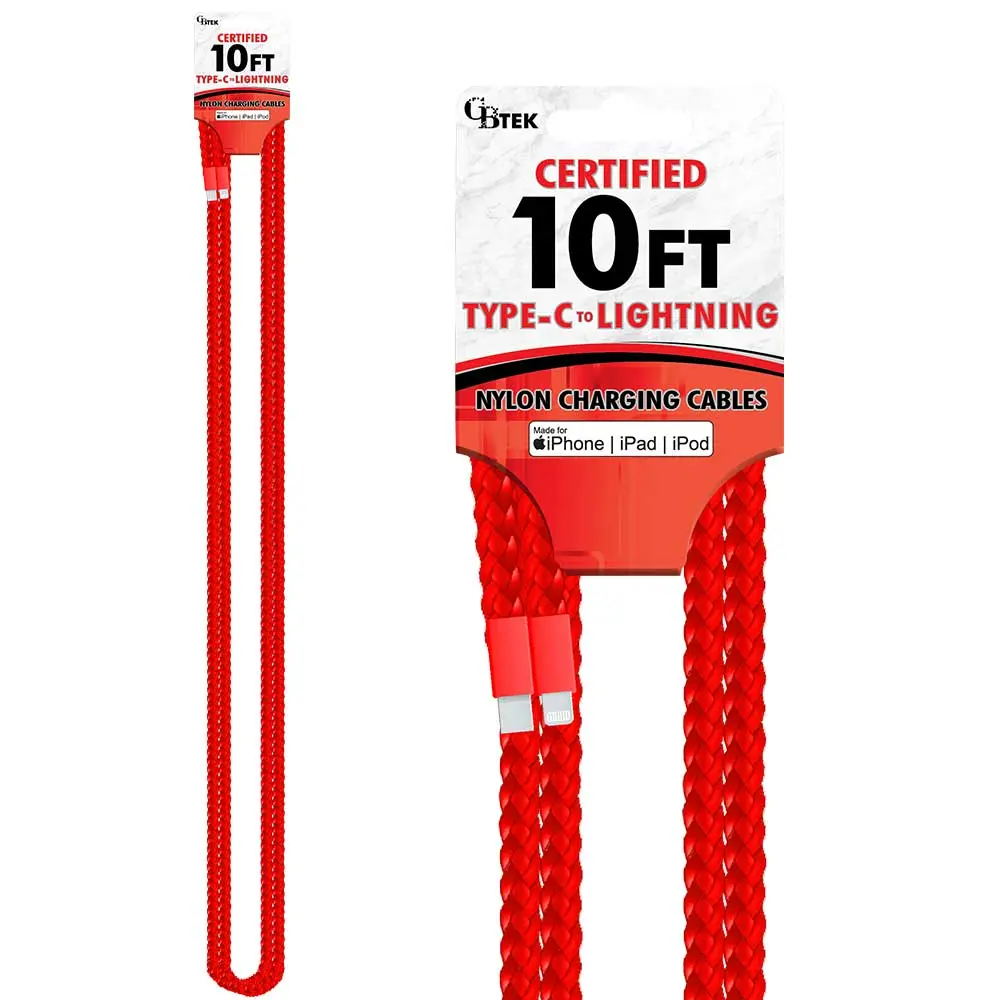 CBTEK MFi Lightning to Type-C Charging Cable – 10 ft