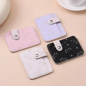 Cute Cat Theme Cartoon Women Student Card Holder, Large Capacity Portable Multi-Functional Business Card Storage Bag