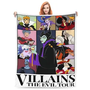 DISNEY CLASSIC Villains Throw Blanket – Disney Classic Antagonists Collage Featuring, Soft Fleece Blanket for Fans of Dark Characters