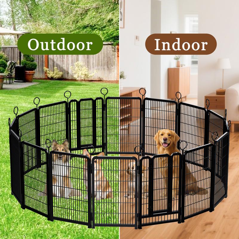 Grovebloom 40-inch 16-Panel Dog Playpen Heavy-Duty Metal Pet Fence for RV Camping Yard Garden Secure Exercise Space Large Polygon Enclosure Easy Assembly