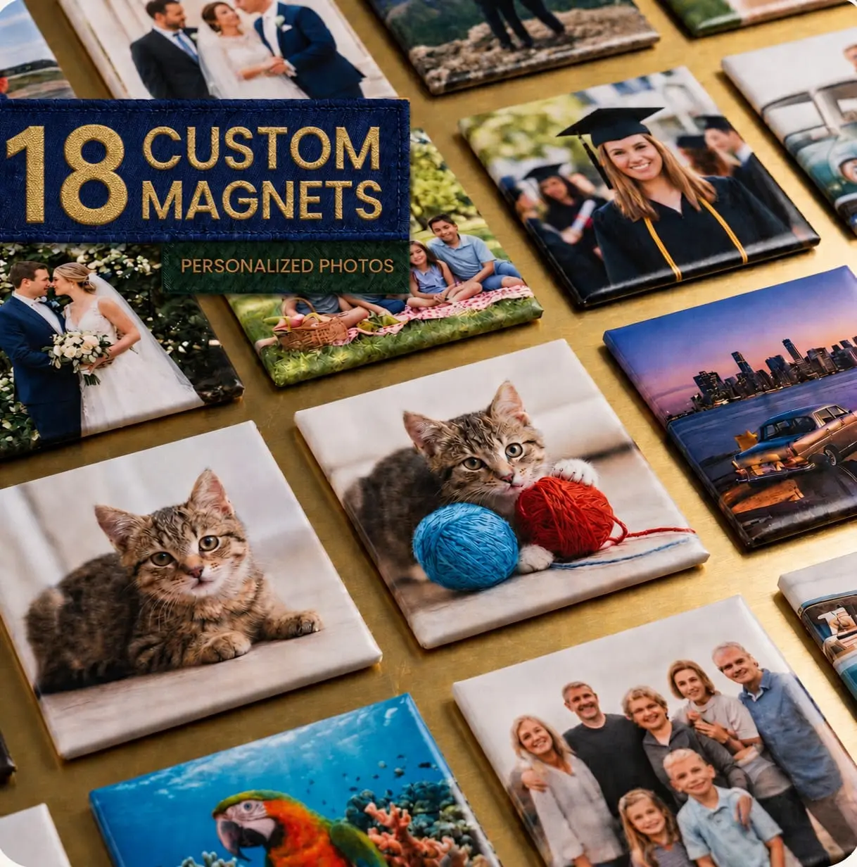 Custom Photo Magnets, Personalized 2x2 Inch Square Fridge Decor