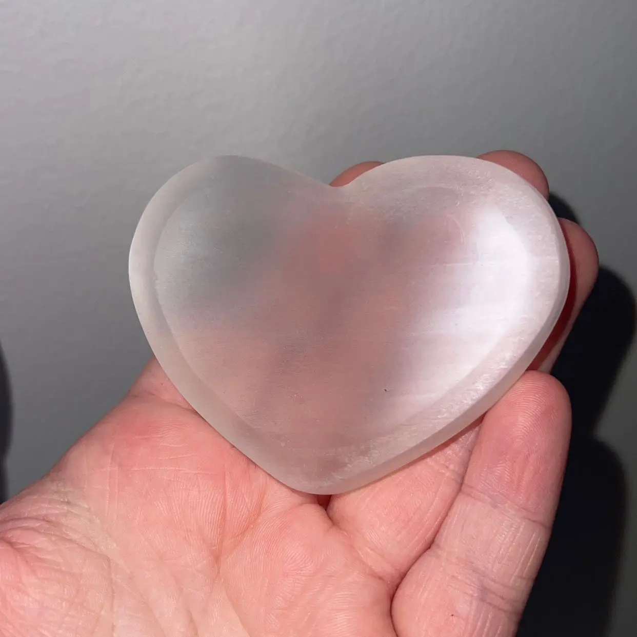 Satin Spar/Selenite Crystal heart dish