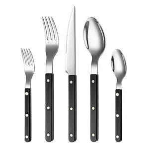 Khen Cutlery Set of 20, 18/8 Stainless Steel Flatware, Modern Silverware for Home, Kitchen, Dining & Table Setting for 4 – Stainless Steel, Dishwasher Safe, Lightweight & Ergonomic Design Gift - Black