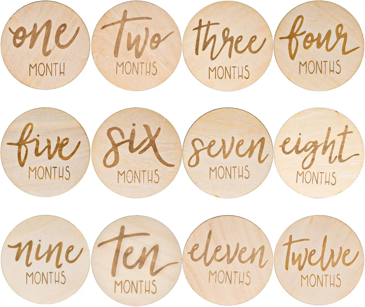 6 count Monthly Milestone Marker Discs, Wooden  Monthly Cards Double Sided Photo Props for Boys Girls Gifts