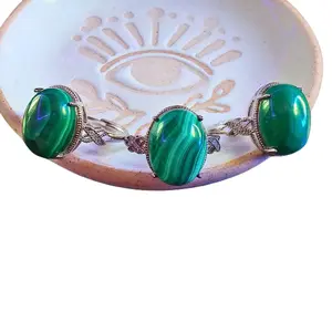 Malachite Crystal Ring Natural Stone. Cleansed, Charged, and Enchanted Antique-Inspired Design Adjustable Fit Unique Gemstone Jewelry