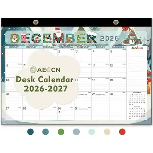 Desk Calendar 2026, Anti Ink Bleed, Plastic Cover, Ample Space, Until June 2027 with Stickers, 17" x 12" Large Seasonal Calendar 2026 for Home, Office, Student & Teacher Supplies- Colorful
