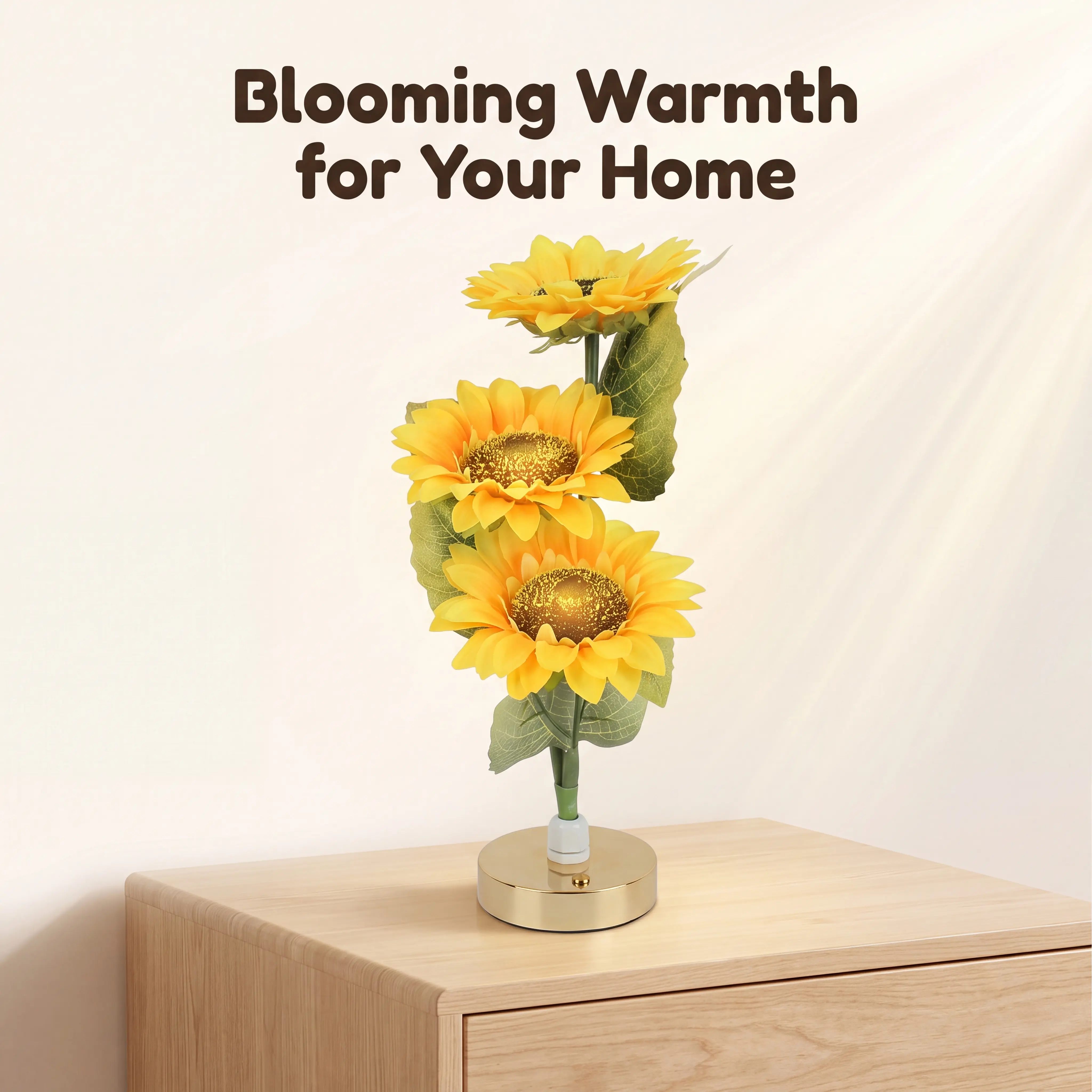 Sunflower Lamp LED Table Night Light - Decorative Sunflower Flower Lamp with Gold Base, Warm Light Aesthetic Bedside Lamp for Bedroom Living Room, Unique Gift for Women Mom Girls Birthday Housewarming