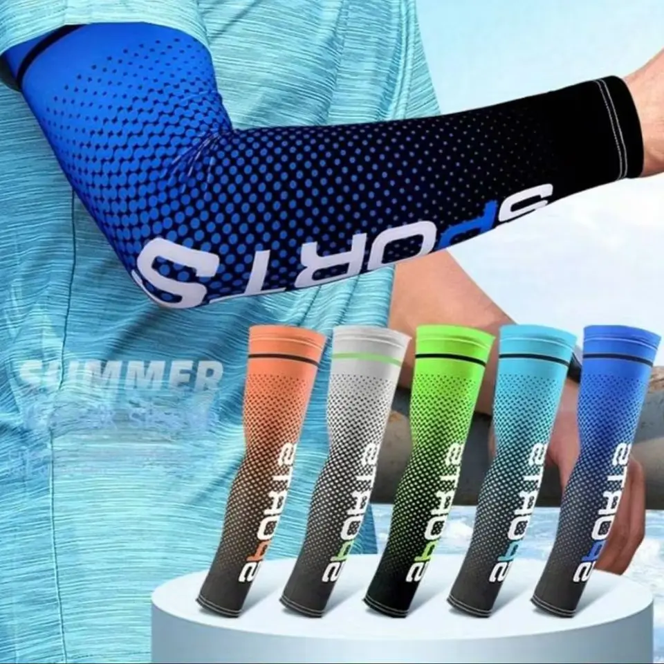 5 pairs Summer Fashion Sunscreen Ice Silk Sleeve UV Sun Protection Cooling Anti-Slip Arm Sleeves Men Women Outdoor Sport Cycling