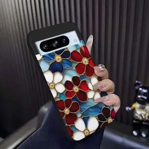 Cottagecore Aesthetic! Handcrafted stained glass floral case for Google Pixel 8 Pro, vintage art style shockproof cover — 975