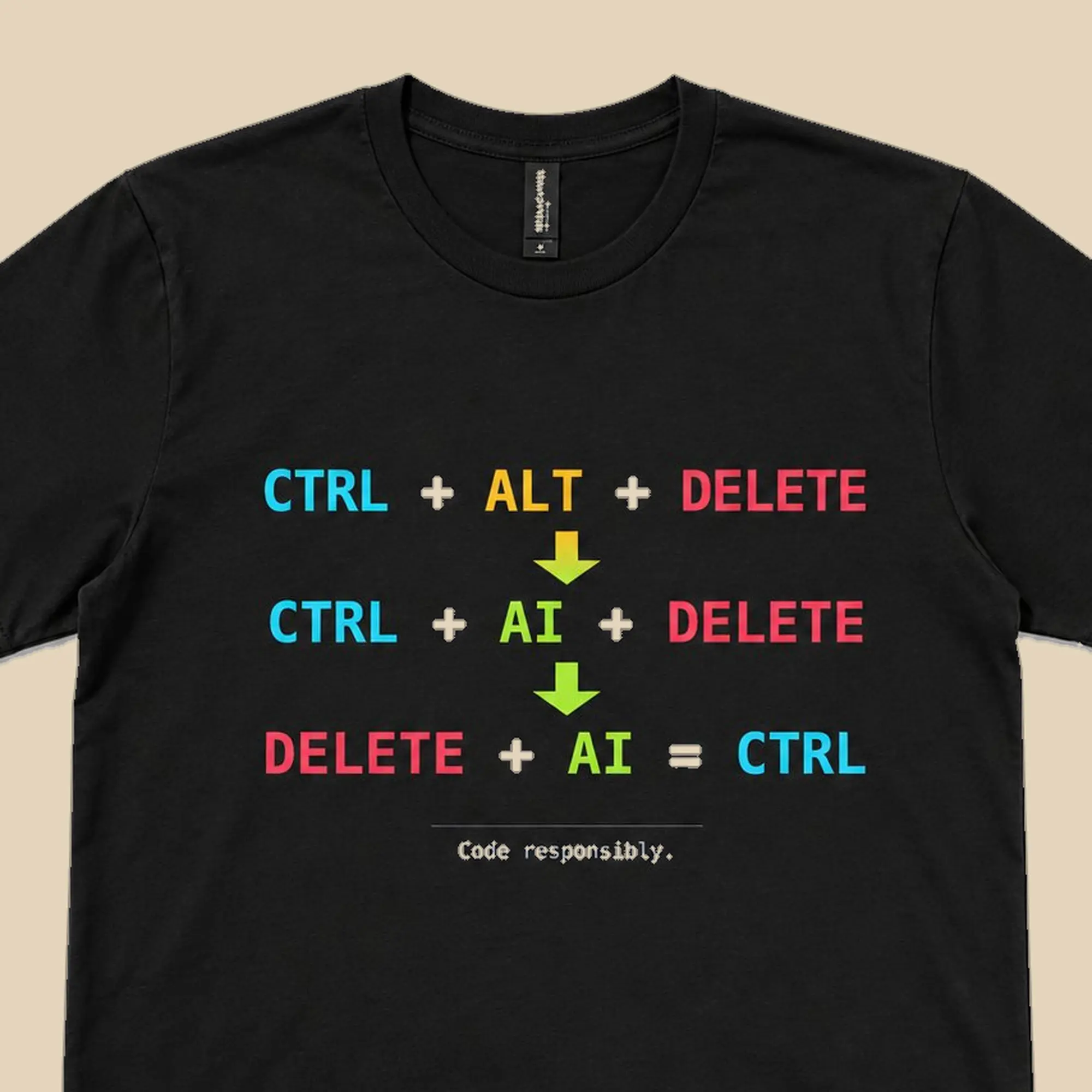 Men's Graphic T-Shirt, Colorful CTRL-ALT-DELETE Design, Cotton Shortsleeve Menswear Top for Coders