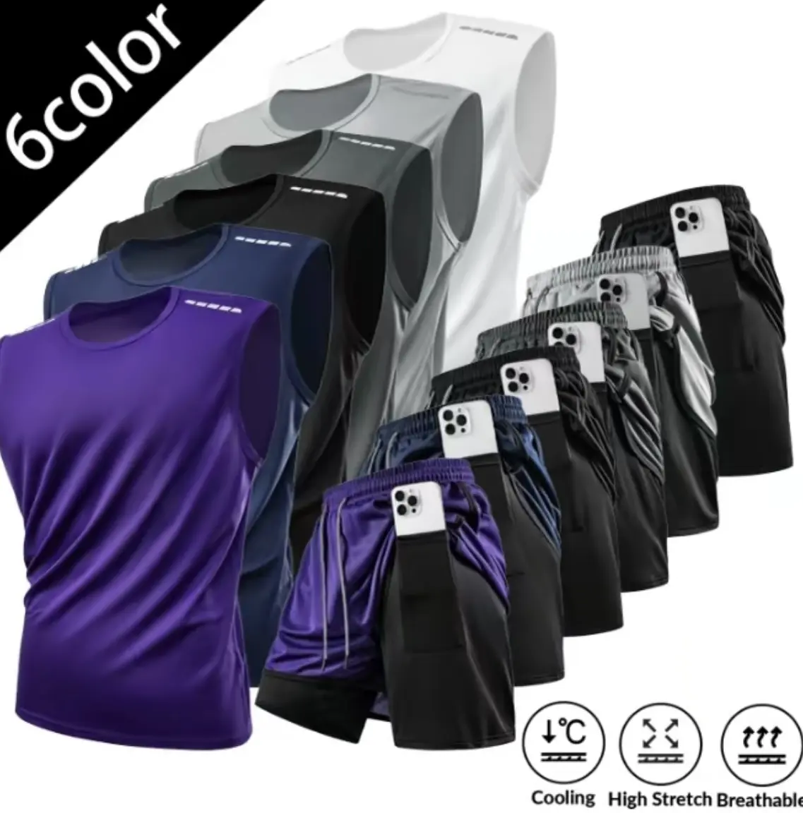 2026 summer sports tight-fitting set, comfortable high-elasticity yoga set, new lightweight quick-dry pants for summer, two-in-one sports pants, breathable fitness short set for older children’s running training, Sports Apparel, Athletic Wear