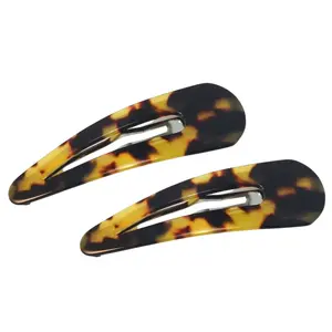 French Amie Clic Clac Large Handmade Cellulose Snap Hair Pins for Women(2 Pcs)
