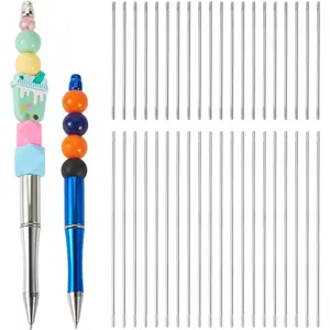 50 count Metal Blank Bars for Beadable Pens, Rust-Resistance Stainless Steel Beaded Rods Replacement Beadpen Bar Extender Parts for DIY Pens Repair Making Supplies Mixed Size