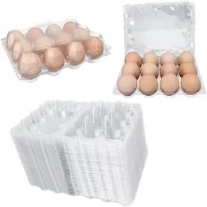 12-Egg Cartons Plastic Clear 3X4 Grids Storage Container, Stackable Bulk Egg Trays for
