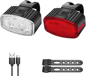 Super Bright Bicycle Safety Light Kit - Waterproof USB Rechargeable LED Bicycle Light for Night Riding - Easy Installation - 6 Modes - Versatile