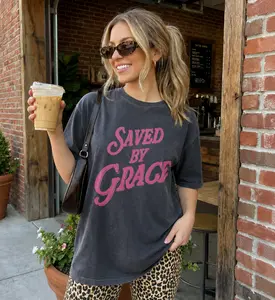 Saved By Grace DTG Printed Faith Based Comfort Color Graphic T-Shirt