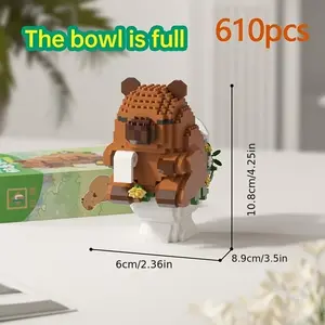 Multi-Style DIY Capybara Block Figures Model Set, Creative Space Decor Desktop Ornament, Holiday Gift, Unisex