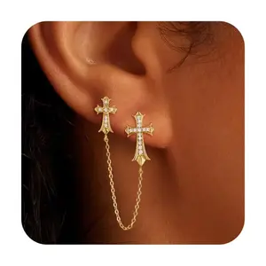 Unique and creative design cross-shaped zirconia stud earrings aE50169-EH