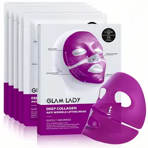 Deep Collagen Mask Anti Wrinkle Lifting Mask Purple Hydrogle Face Daily Mask with Niacinamide and Hyaluronic Acid