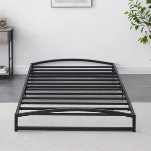 Low Bed Frame Twin XL Size, 6 Inch Heavy Duty Metal Platform Twin XL Bed Frame with Arch Design, Easy Assembly, Strong Bearing Capacity, Under Bed Storage, No Box Spring Needed - Black
