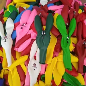 10 Piece Cute Bunny Head Balloons, Mixed Color Latex, Perfect for Easter Celebrations, Long Ears Design, Holiday Decoration, Birthday Party Supplies, Rabbit