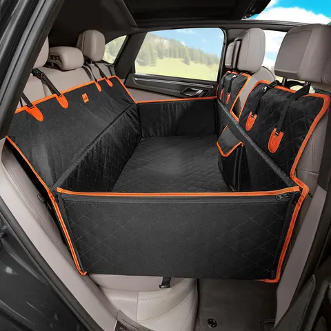 Pecute Dog Car Back Seat Extender Backseat Protector - Oxford Fabric with Waterproof Coating, Impact Foam Cushion, Hard Bottom, Splash-proof Cover, Zipper, 400lbs Capacity, Machine Washable, Car Seat Cover, TikTokShopBlackFriday Sale Pet Travel Accessory