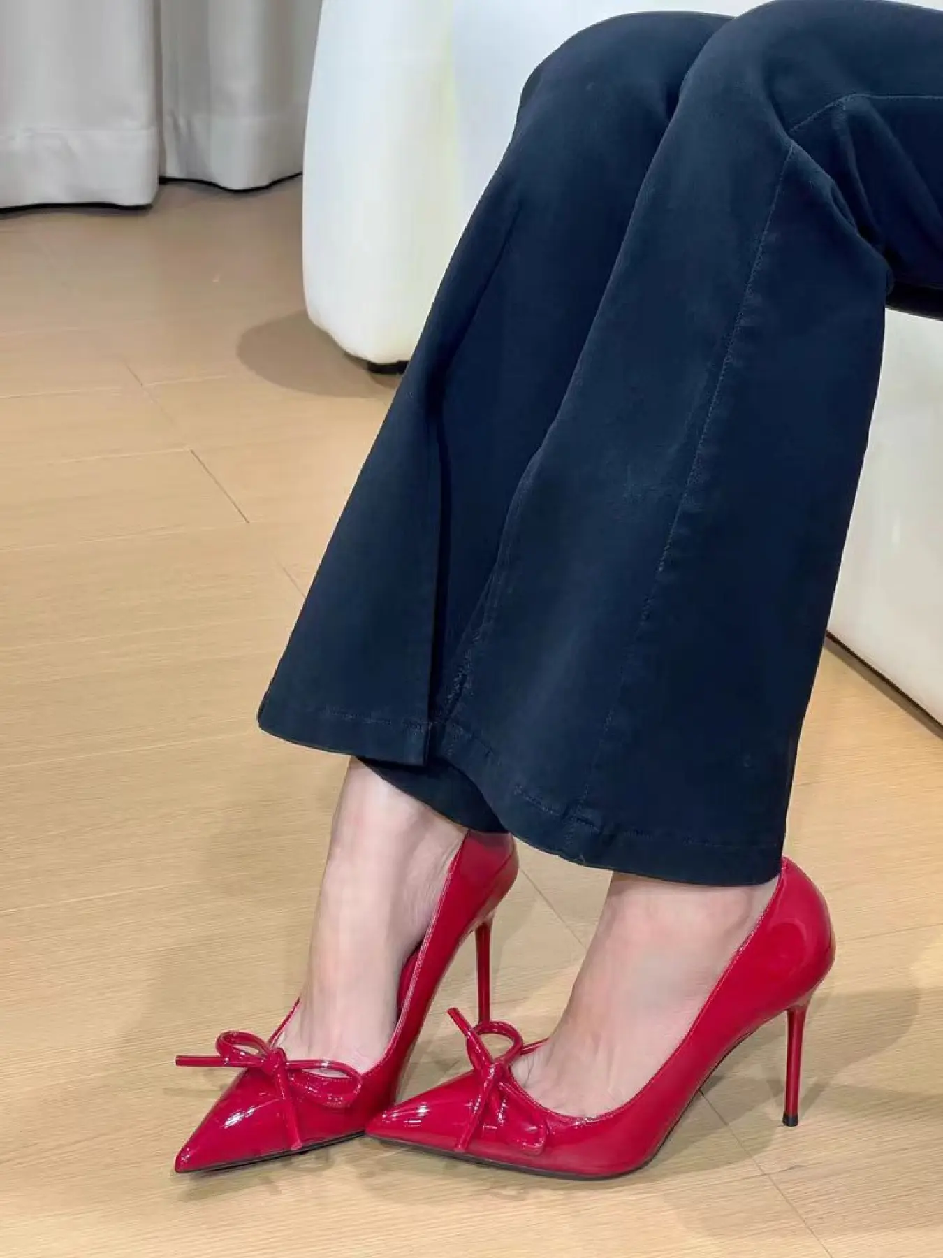 Elegant Bow Tie Thin Heel High Heels Single Shoe 2026 New Design Pointed Toe Low Cut Commute Date Two-Wear Women's Shoes Elegant Party Shoes