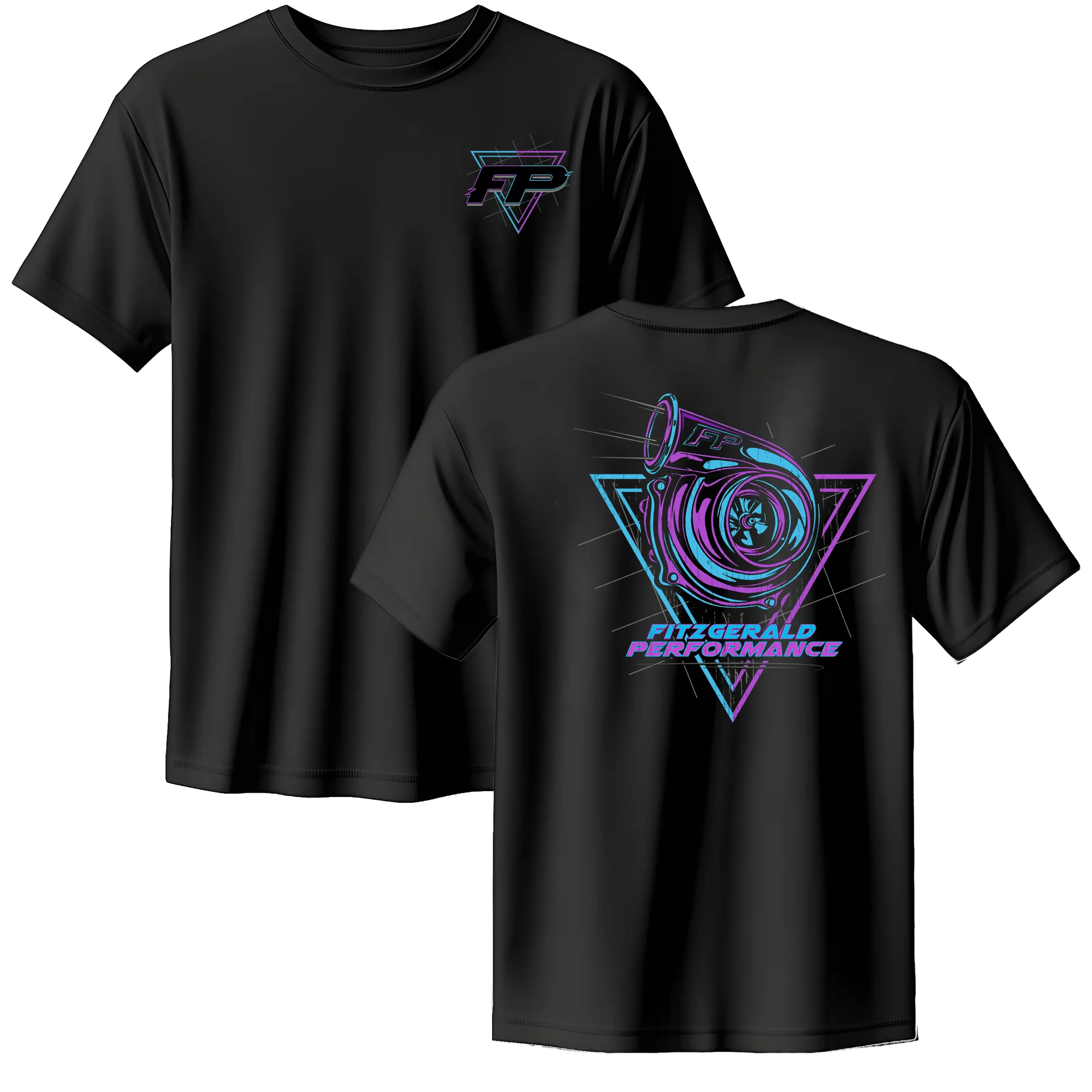Fitzgerald Performance FP Turbo Graphic Tee - Black Cotton T-Shirt Gift for Diesel Performance Fans