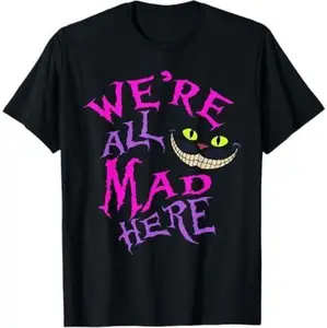 Cat With Mysterious Smile We're All Mad Here Wonderland T-Shirt
