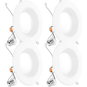 LED Recessed  6 Inch, Downlight Can Lights for Ceiling, Baffle Trim, 965 LM, 13W (120W Equivalent), 5000K , Dimmable, Damp Rated UL 4 Pack.