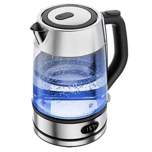 Kismile Electric Kettle 1.7L 1500W Borosilicate Glass Tea Coffee Boiler with Color-Changing Light Temp Adjustment Auto Shut-Off